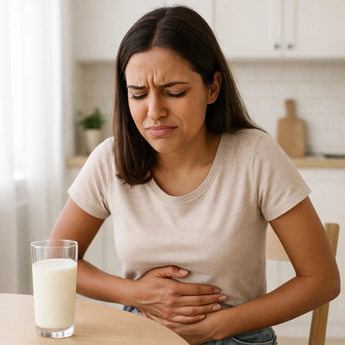 Support and guidance for lactose intolerance including diet adjustments to reduce digestive discomfort