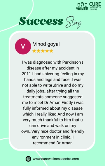 Patient review sharing satisfaction with treatment care and overall health improvement over time